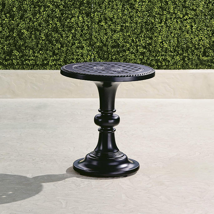 Carlisle Pedestal Side Table in Onyx Aluminum
