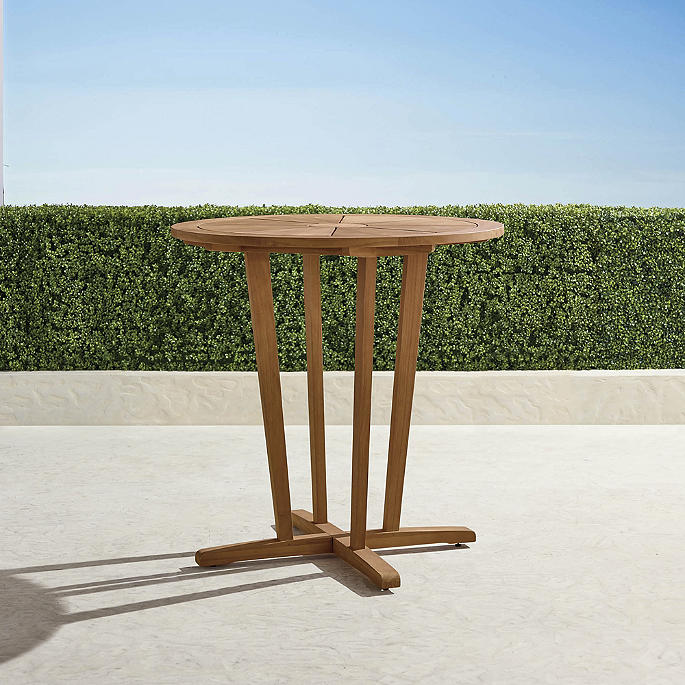 Classic 40\" Round Teak Bar Table in Natural Finish