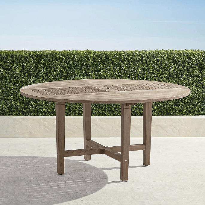 Classic 60\" Round Dining Table in Weathered Teak