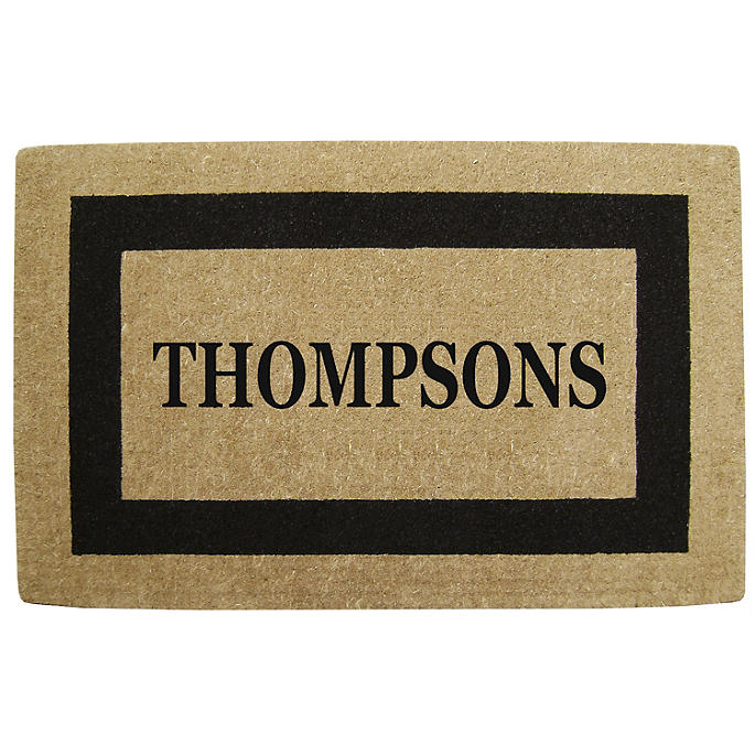Classic Border Full Name Monogrammed Coco Door Mat