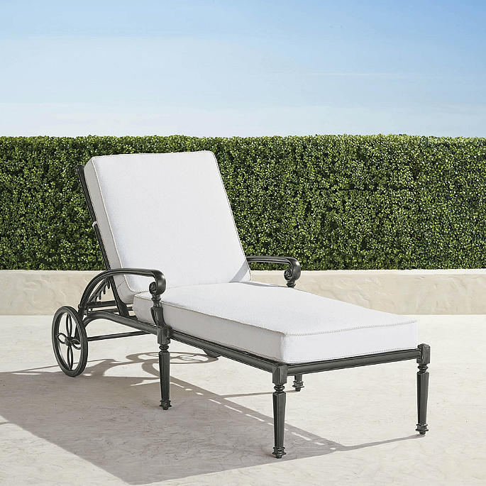 Carlisle Chaise Lounge with Cushions in Slate Aluminum