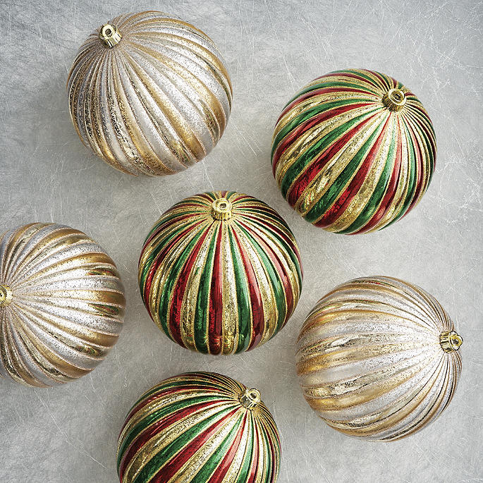 Indoor and Outdoor Ball Ornaments, Set of Six