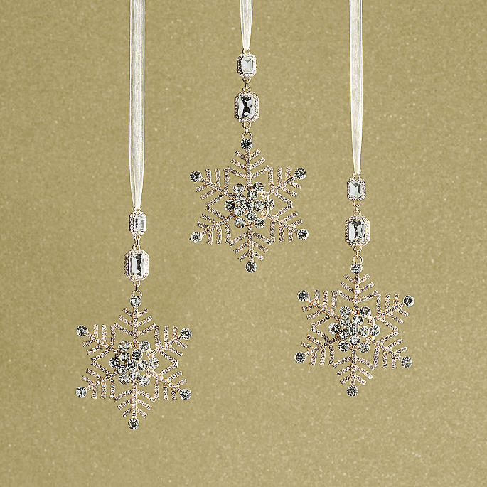 Jewelry Snowflake Ornaments, Set of Three