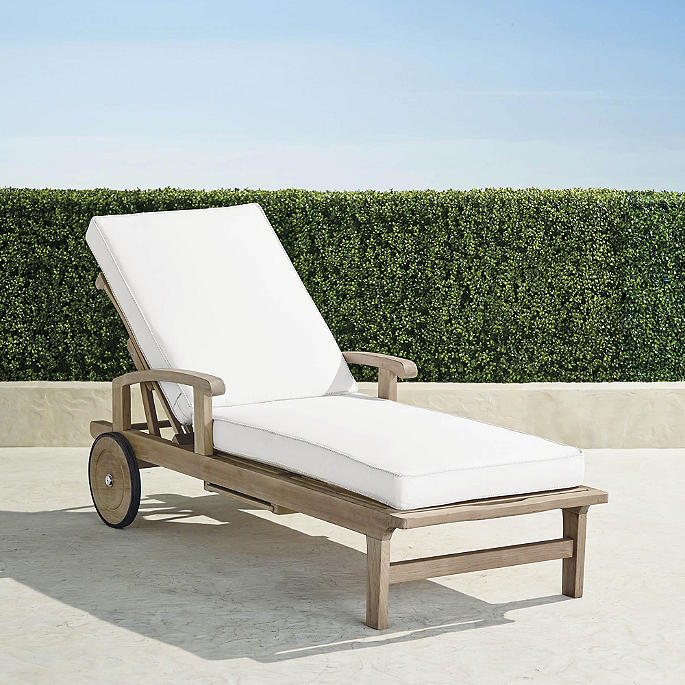 Cassara Chaise Lounge with Cushions in Weathered Teak