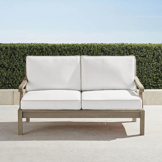 Cassara Loveseat with Cushions in Weathered Teak
