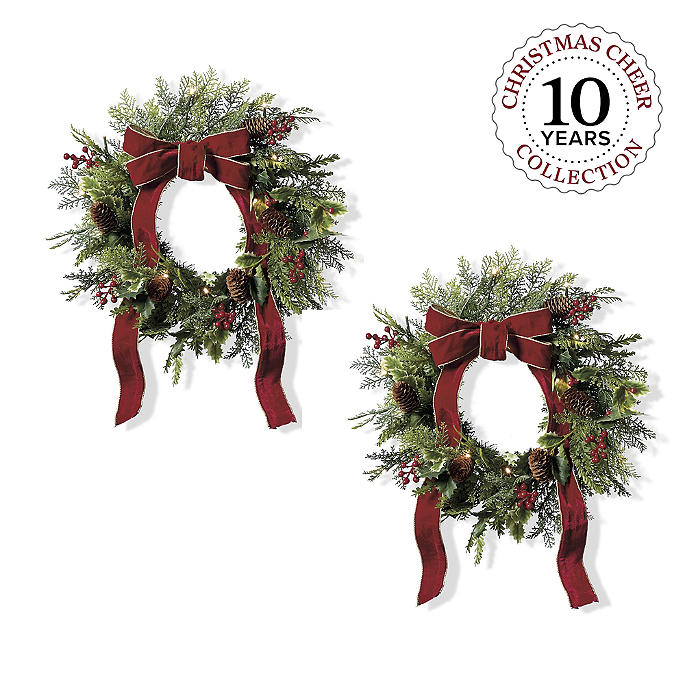 Christmas Cheer Patio Wreaths, Set of Two