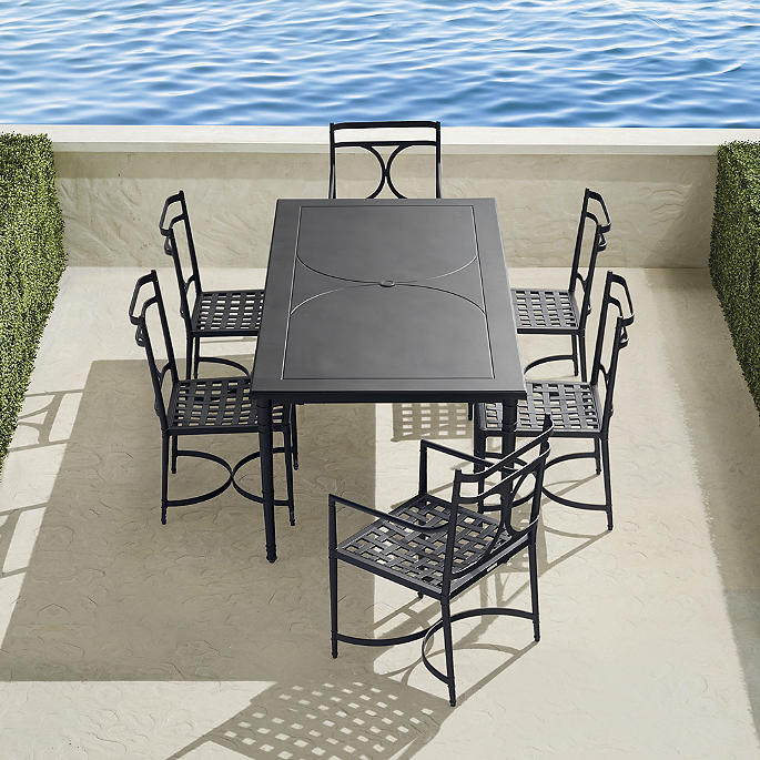 Angelina 7-pc. Dining Set in Jet Black Aluminum