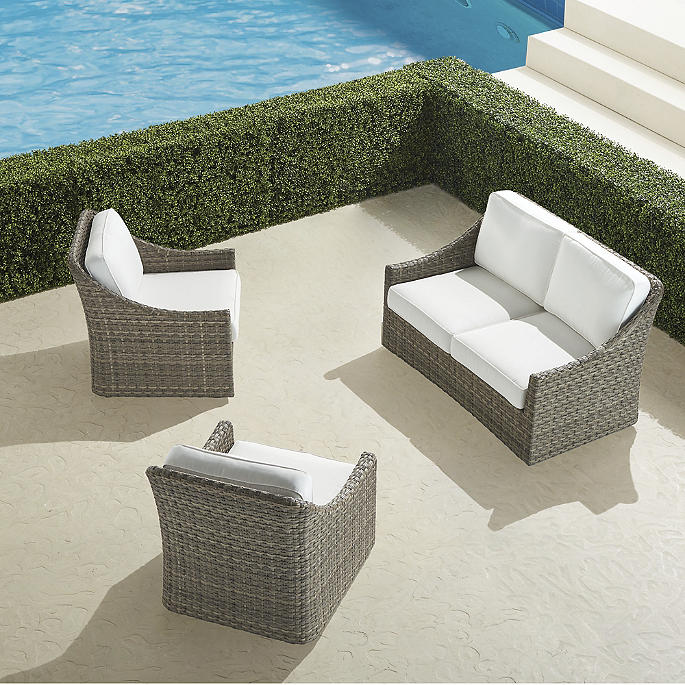 Ashby 3-pc. Loveseat Swivel Set In Putty Wicker