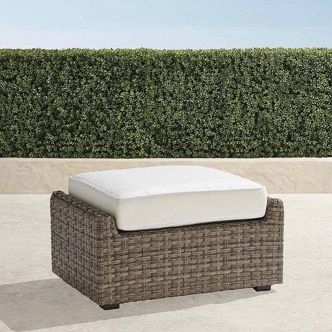 Ashby Ottoman with Cushion in Putty Wicker