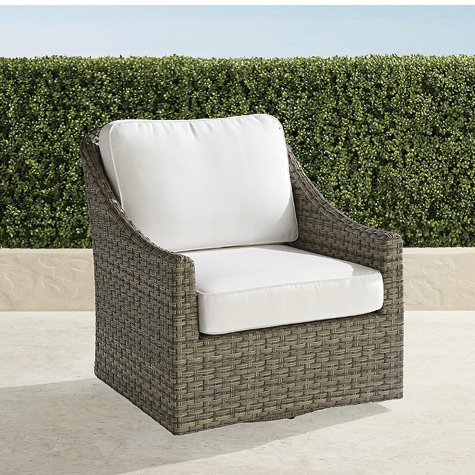 Ashby Swivel Lounge Chair with Cushions in Putty Wicker