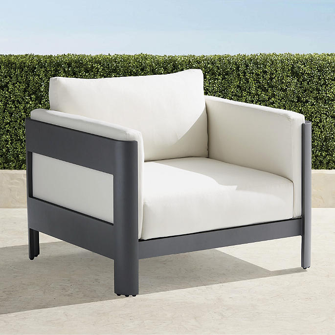 Azores Lounge Chair with Cushions in Matte Black Aluminum