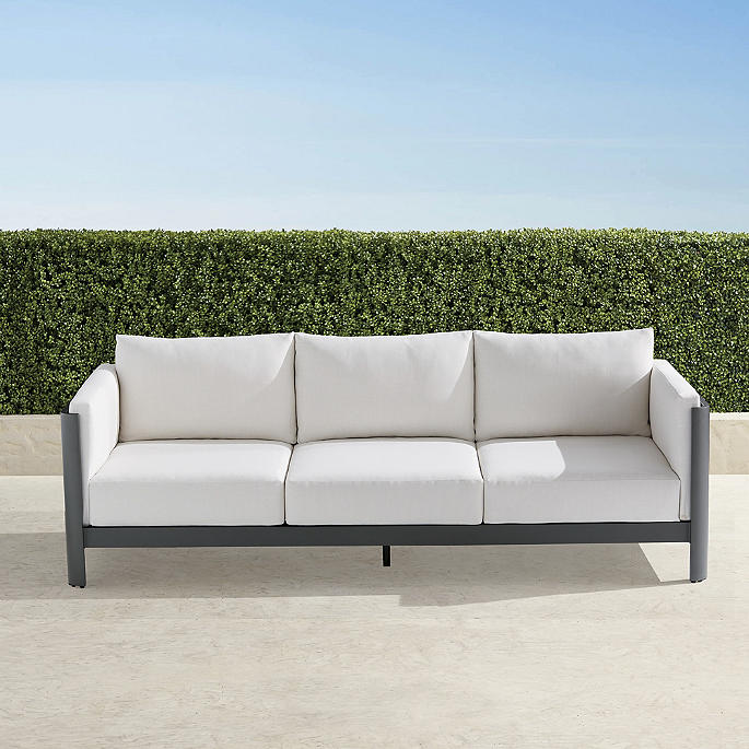 Azores Sofa with Cushions in Matte Black Aluminum