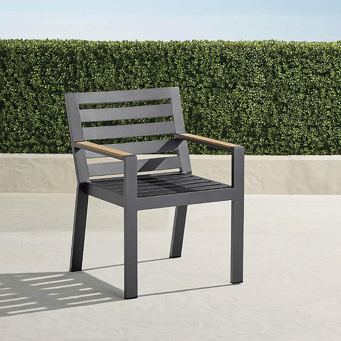 Calhoun Dining Arm Chairs in Matte Black Aluminum, Set of Two