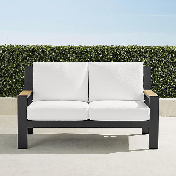 Calhoun Loveseat with Cushions in Matte Black Aluminum