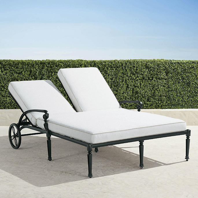 Carlisle Double Chaise Lounge with Cushions in Onyx Aluminum