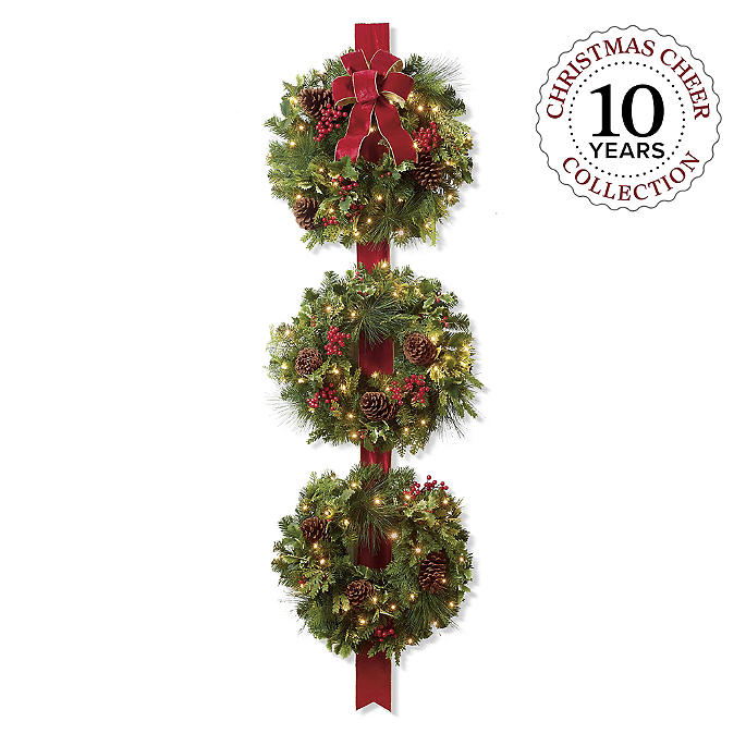 Christmas Cheer Ribbon Wreath Trio