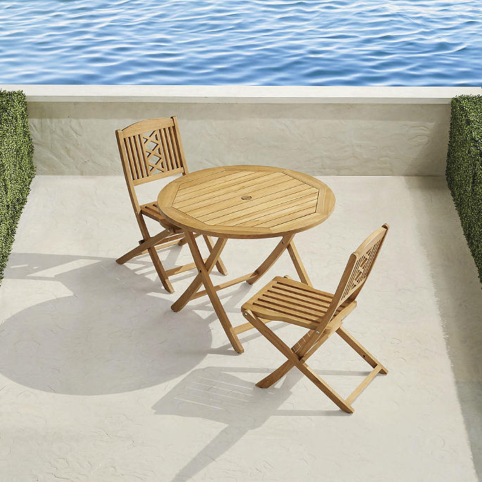 Eden 3-pc. Teak Folding Bistro Set