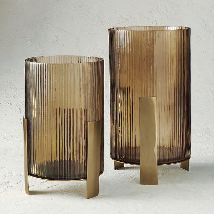 Elder Ribbed Glass Hurricane