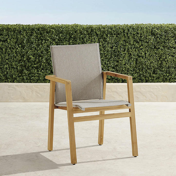 Frontgate Resort Collection™ Newport Dining Chairs in Natural Teak & Sand Sling, Set of Two