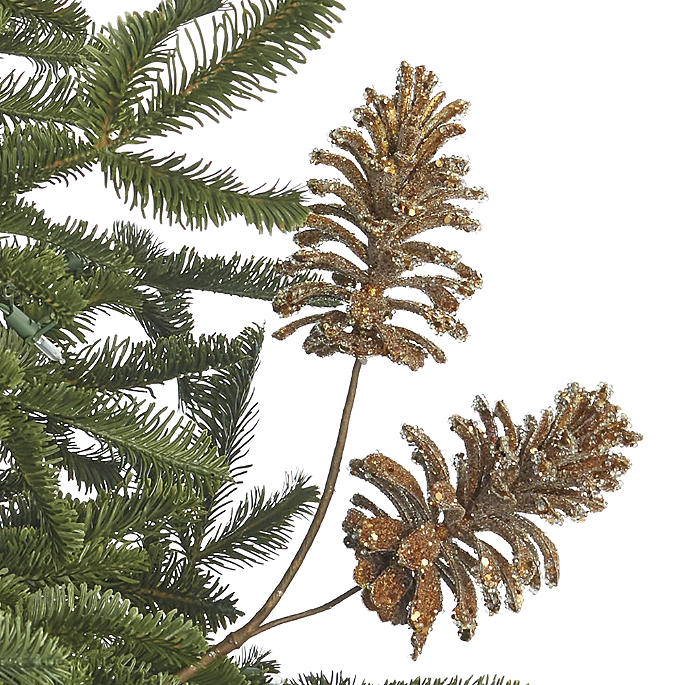 Glitter Pinecone Stems, Set of Six