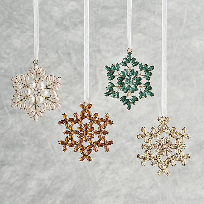 Plated Jewelry Snowflake Ornaments, Set of Three