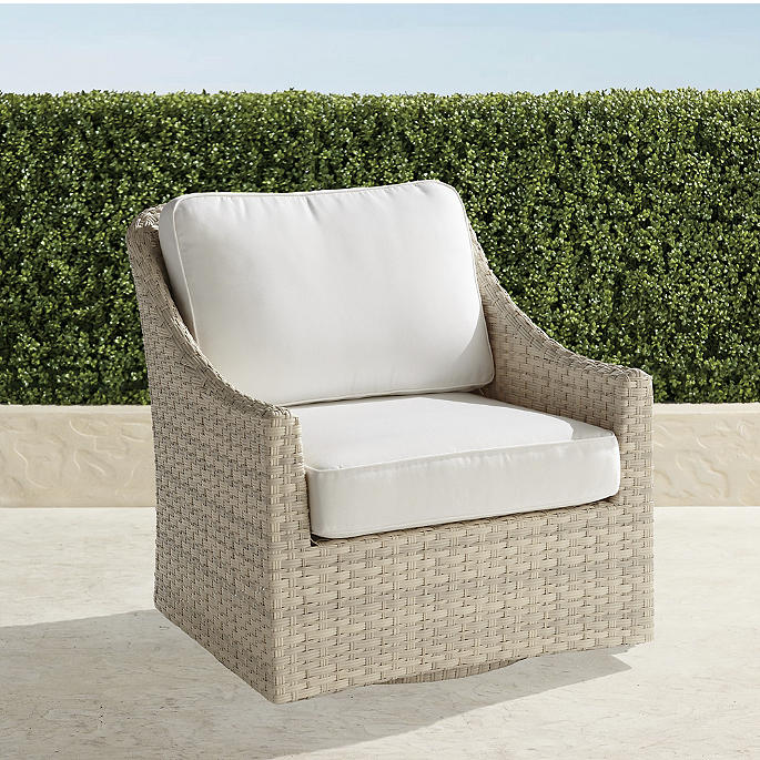 Ashby Swivel Lounge Chair with Cushions in Shell Wicker