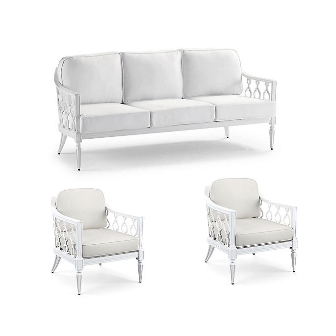 Avery 3-pc. Sofa Set with Two Lounge Chairs in White Aluminum