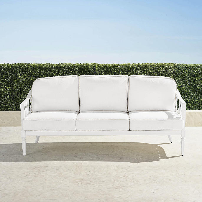 Avery Sofa with Cushions in White Aluminum