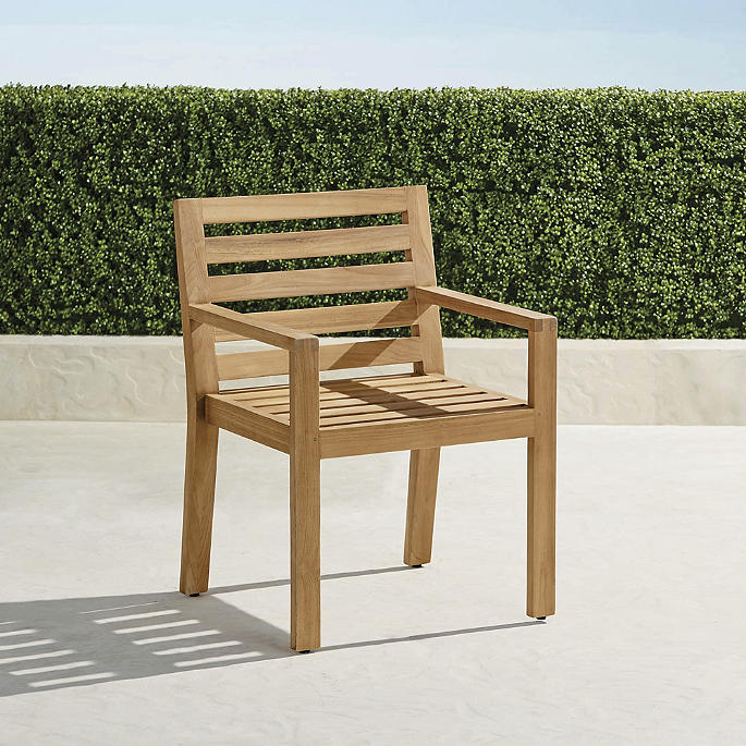 Calhoun Dining Arm Chairs in Natural Teak. Set of Two