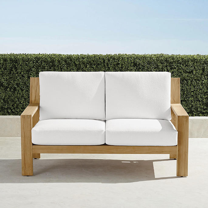 Calhoun Loveseat with Cushions in Natural Teak