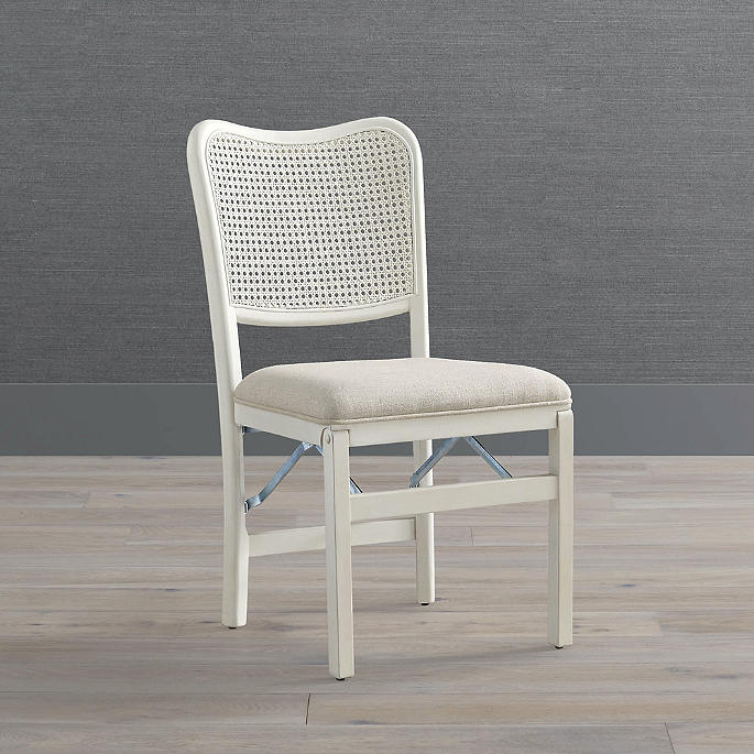 Cane Folding Chairs, Set of Two