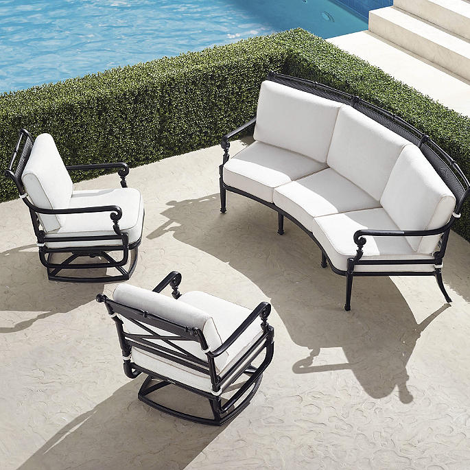 Carlisle 3-pc. Curved Sofa Set in Onyx Aluminum