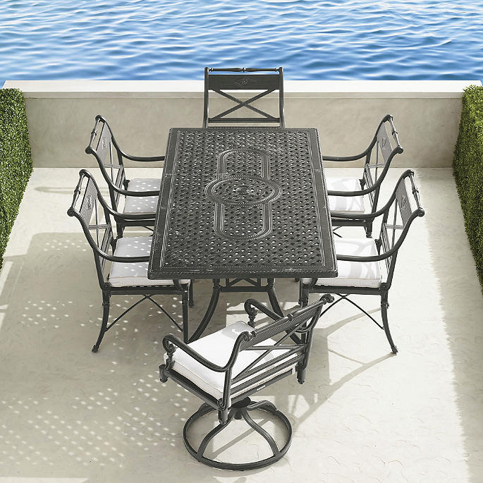 Carlisle 7-pc. Rectangular Dining Set in Slate Aluminum