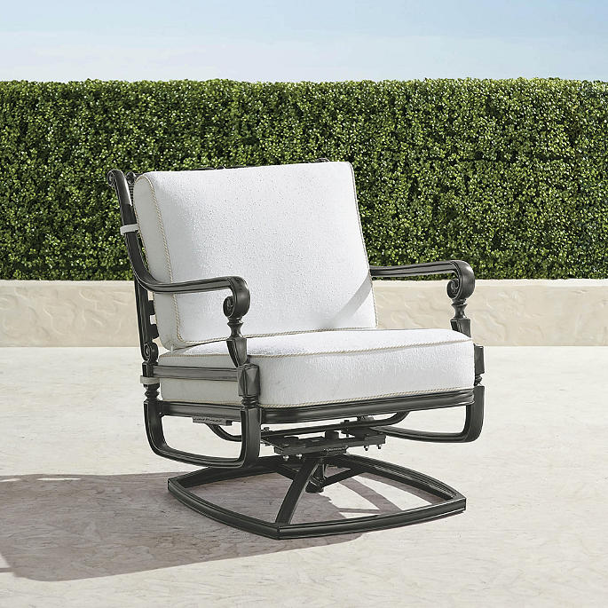 Carlisle Swivel Lounge Chair with Cushions in Slate Aluminum