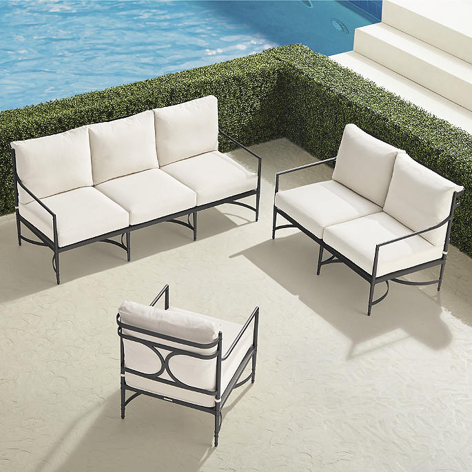 Angelina 3-pc. Sofa Set in Jet Black Aluminum