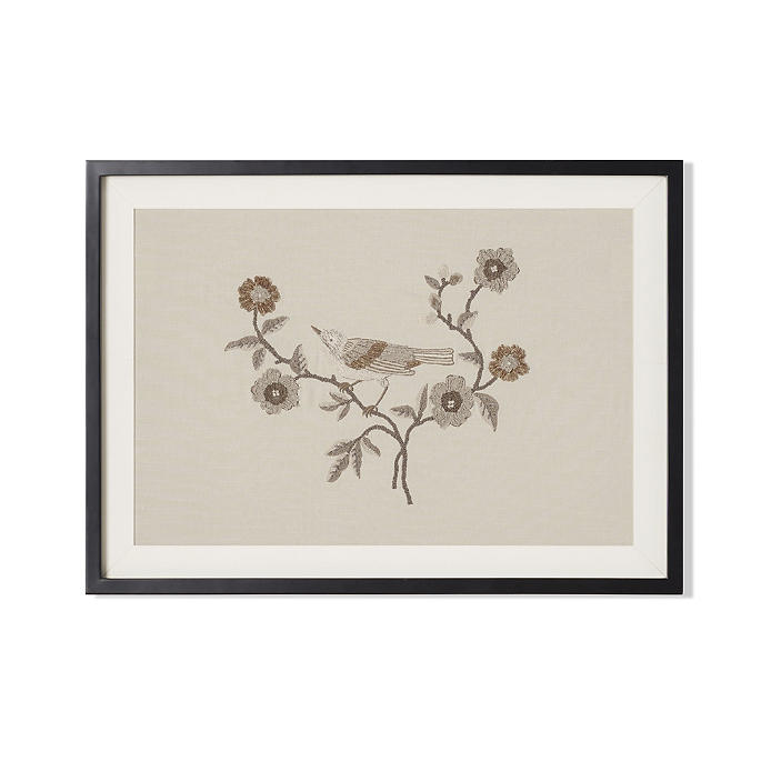 Finch and Flower Textile Wall Art
