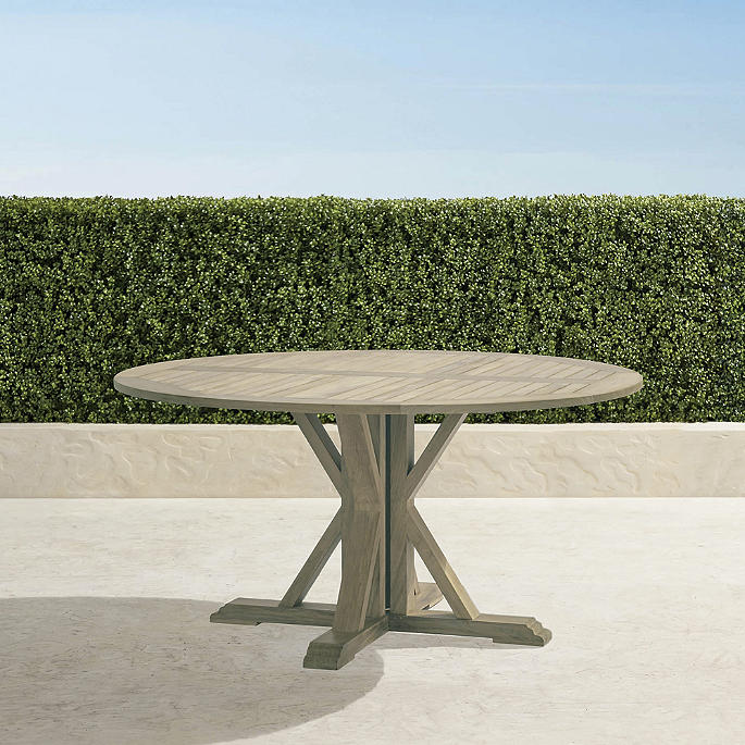 Farmhouse 60\" Round Dining Table in Weathered Teak