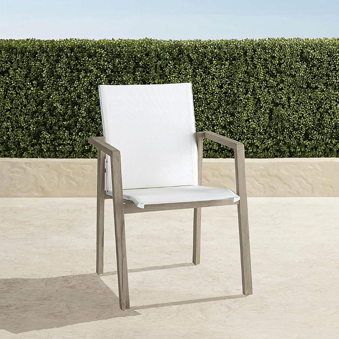 Frontgate Resort Collection™ Newport Dining Chairs in Weathered Teak & White Sling, Set of Two