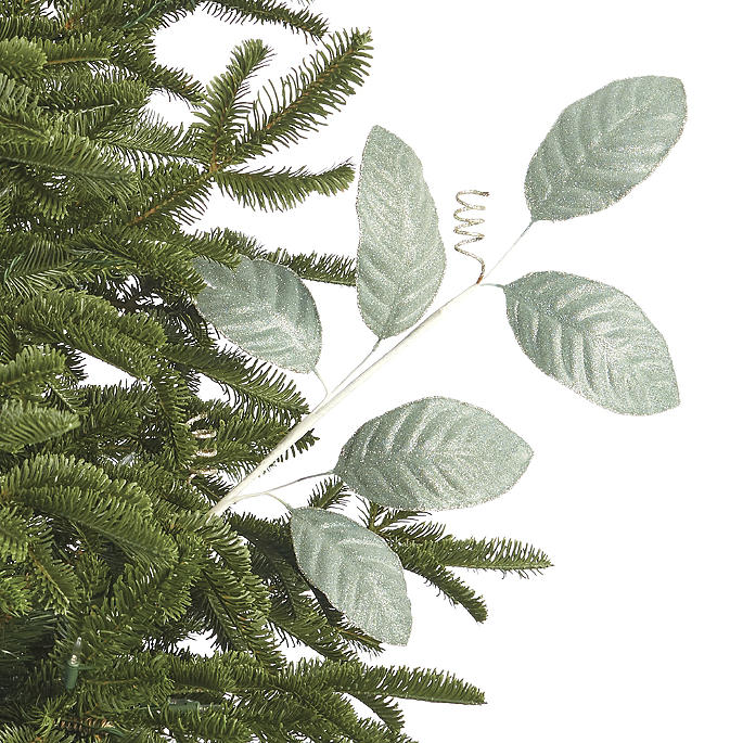 Glitter Beaded Magnolia Leaf Stem, Set of Six