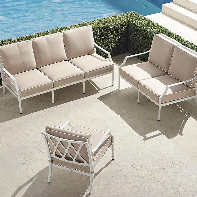 Grayson 3-pc. Sofa Set in White Aluminum