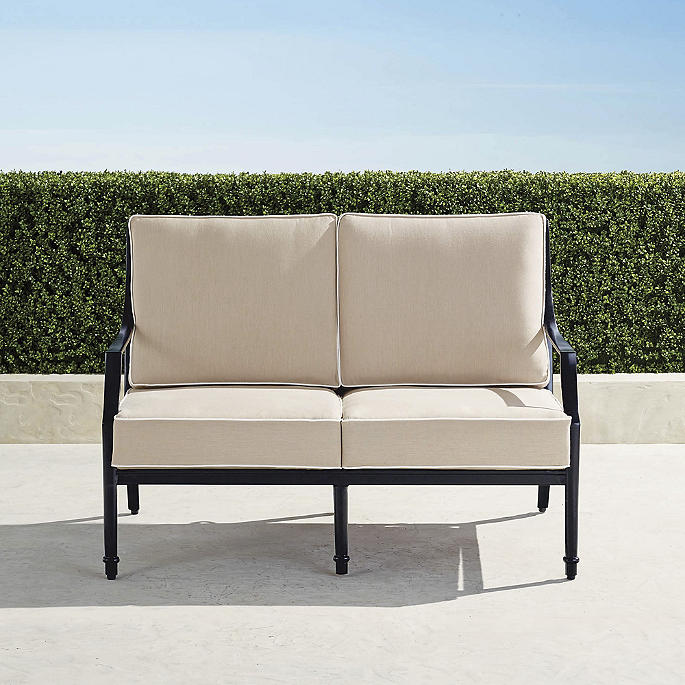 Grayson Loveseat with Cushions in Black Aluminum