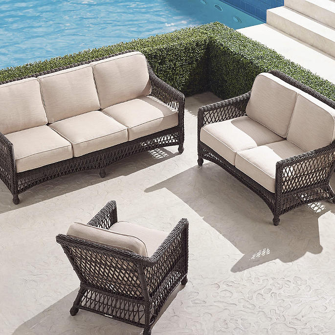 Hampton 3-pc. Sofa Set in Black Walnut Wicker