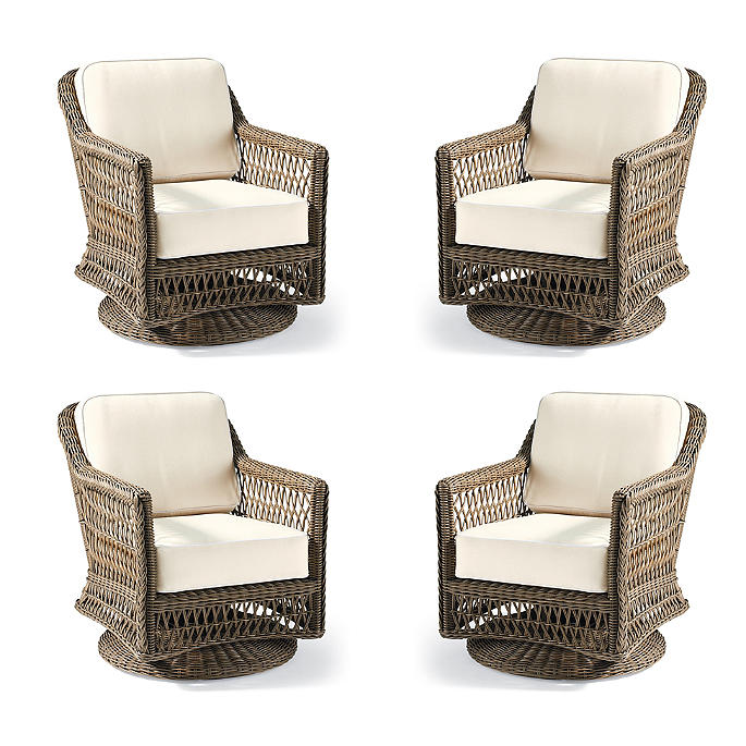 Hampton 4-pc. Swivel Lounge Chair in Driftwood Wicker