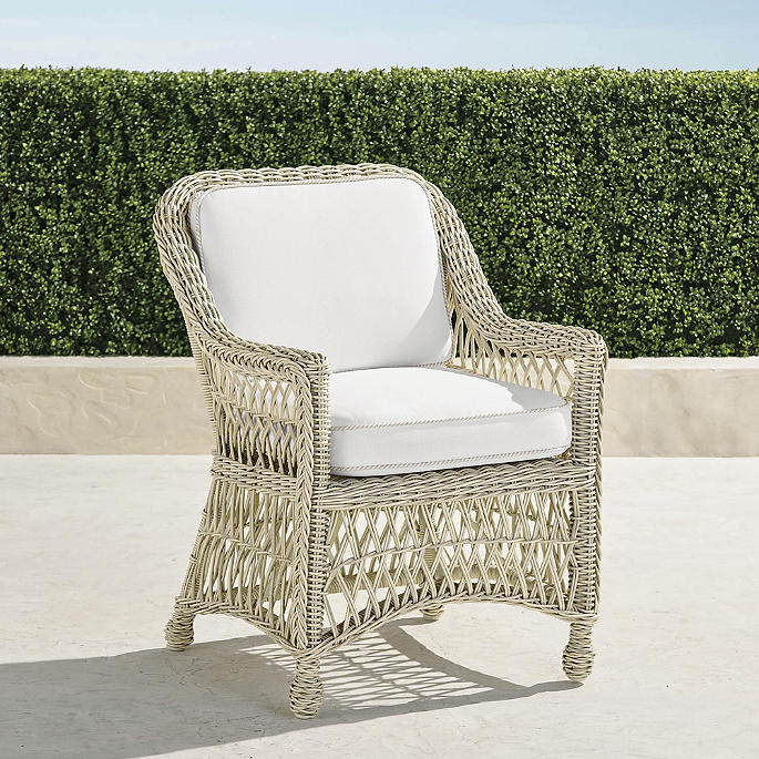 Hampton Dining Arm Chair in Ivory Wicker, Set of Two