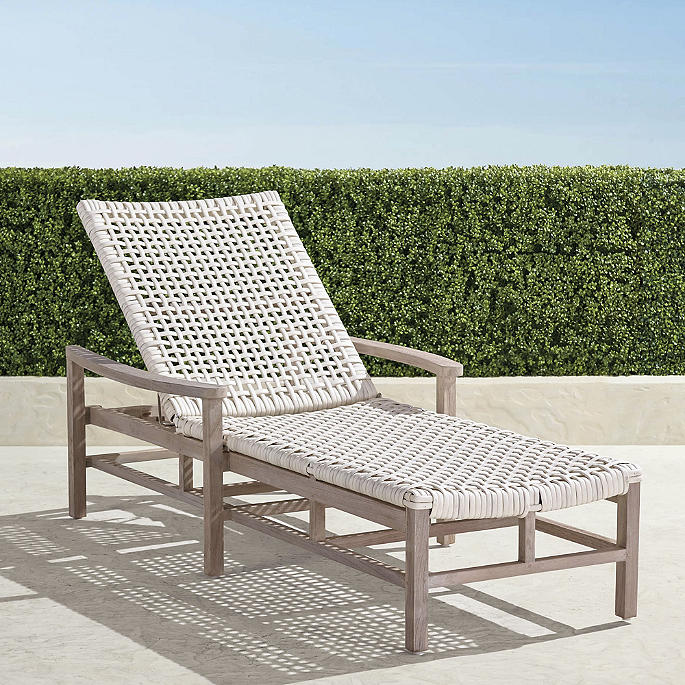 Isola Chaise Lounge in Weathered Teak & Washed White Wicker