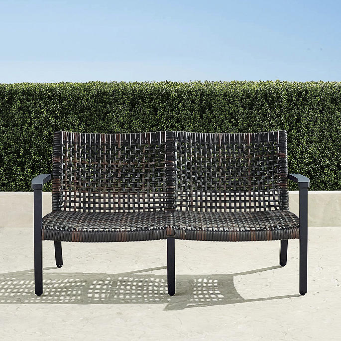 Isola Loveseat in Black Aluminum & Black Walnut Wicker