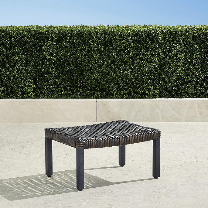 Isola Ottoman in Black Aluminum & Black Walnut Wicker