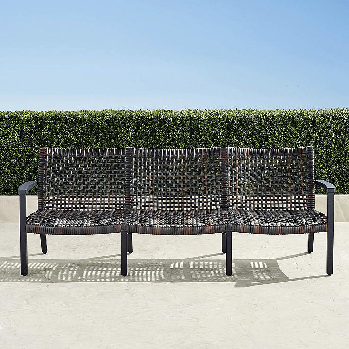 Isola Sofa in Black Aluminum & Black Walnut Wicker