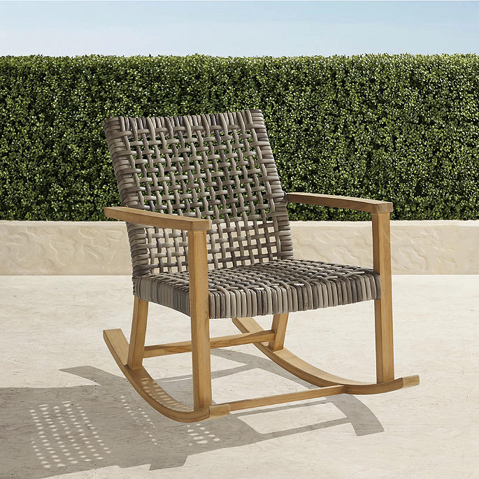 Isola Teak Rocking Chair in Natural Teak & Driftwood Wicker