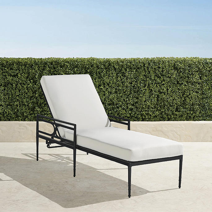 Angelina Chaise Lounge with Cushions in Jet Black Aluminum